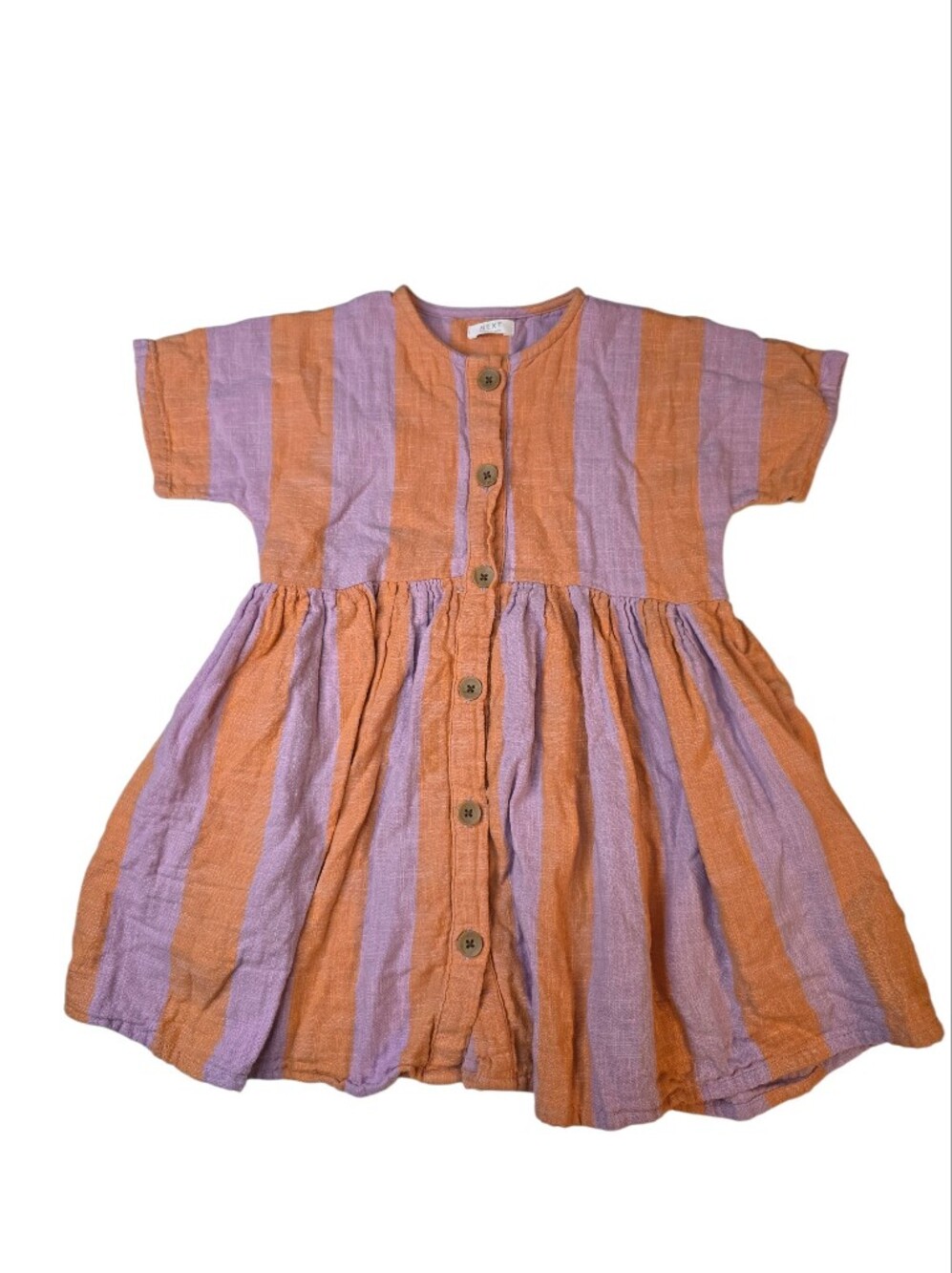 next Orange and Lavender Striped Button-Front Kids Dress